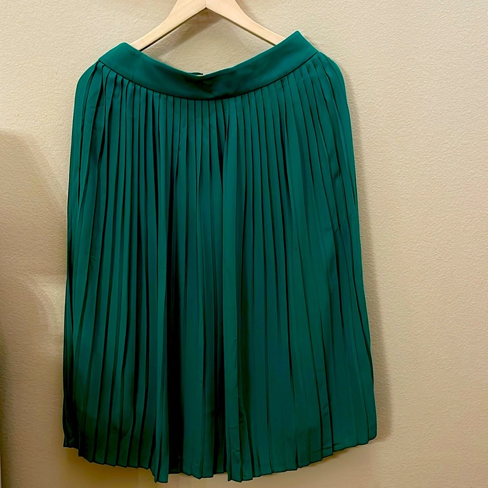 Vintage Jcrew Pleated green skirt. Size 6 New with tags